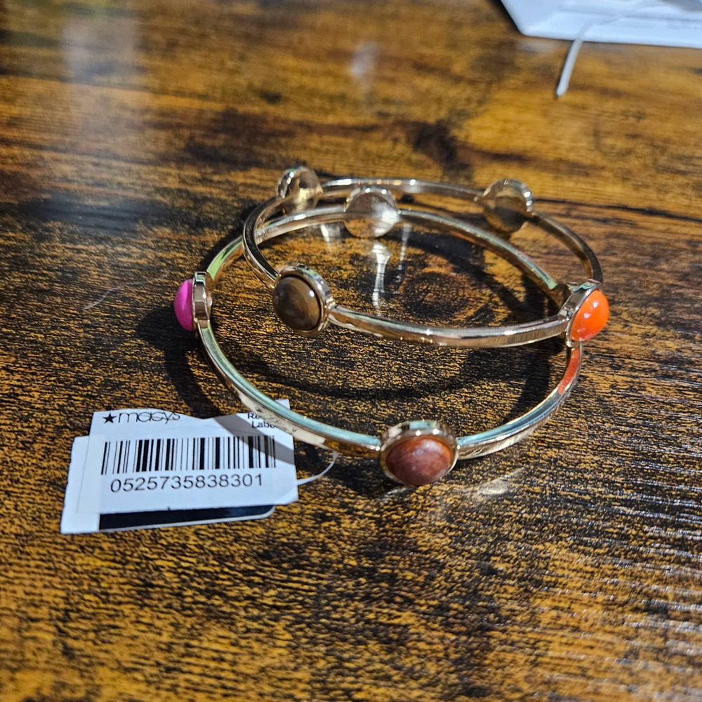 INC INTERNATIONAL CONCEPTS Gold-Tone 2Pc Set Dot Bangle Bracelets